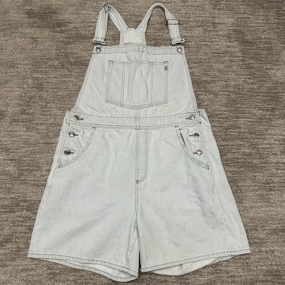 Ariat Ophelia Shortall Overalls Womens Large Blue Denim Bib Shorts Light Wash